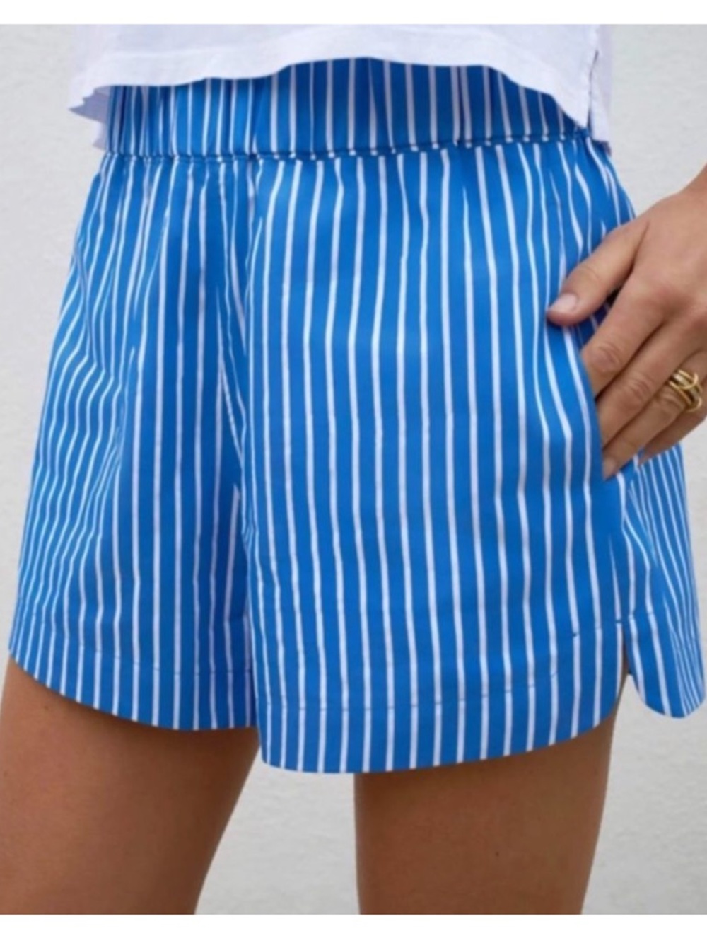 AYR The Staycation Shorts Blue Stripe 100% Cotton Size XL